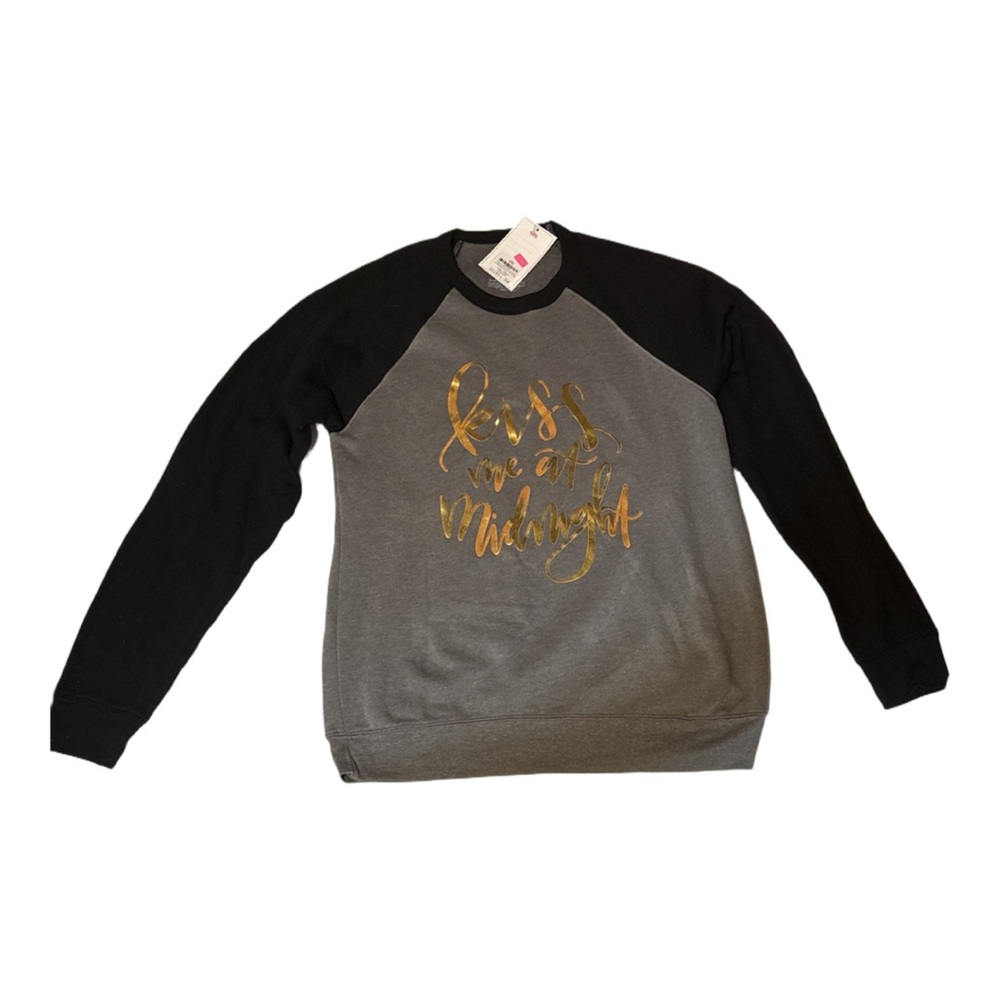 Bella Canvas Gray and Black Crewneck Sweater with Gold Script